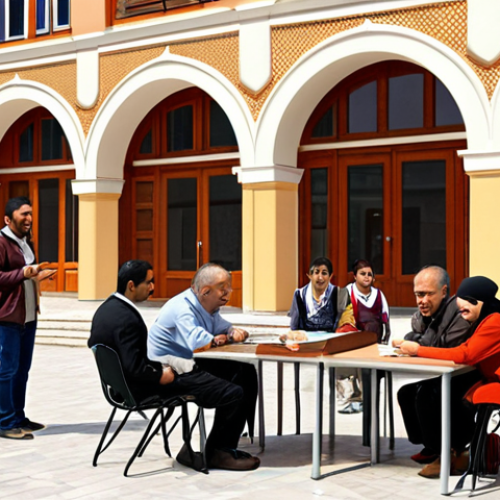 The Human Touch in Policy Analysis**
A diverse group of Turkish citizens, including students, elderly people, and individuals with disabilities, actively participating in a lively community workshop or public forum. Policy analysts, dressed professionally but approachable, are seen engaging with them, listening intently, taking notes, and facilitating discussions. The setting is a bright, warm community center or a public square in a vibrant Turkish city, with elements of traditional Turkish architecture or everyday life subtly visible. The image should emphasize genuine human connection, empathetic understanding, and the building of trust, conveying the essence of "strategic empathy" and "listening to the public's voice." Natural lighting, high detail, photorealistic, warm and inviting atmosphere.

**