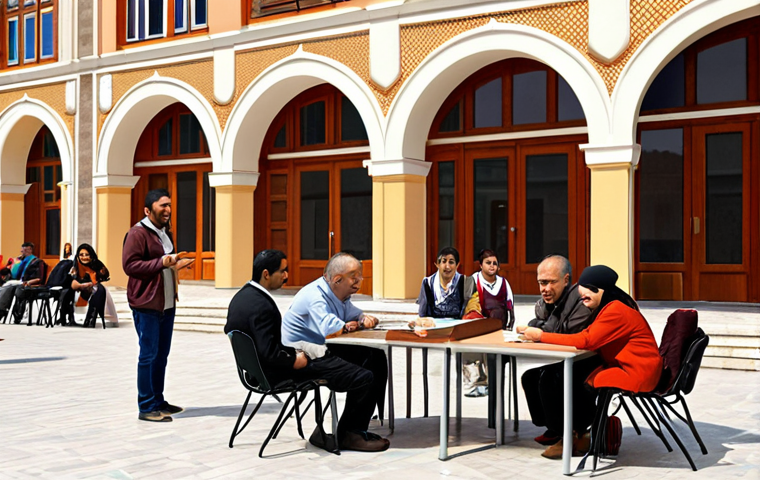 The Human Touch in Policy Analysis**
A diverse group of Turkish citizens, including students, elderly people, and individuals with disabilities, actively participating in a lively community workshop or public forum. Policy analysts, dressed professionally but approachable, are seen engaging with them, listening intently, taking notes, and facilitating discussions. The setting is a bright, warm community center or a public square in a vibrant Turkish city, with elements of traditional Turkish architecture or everyday life subtly visible. The image should emphasize genuine human connection, empathetic understanding, and the building of trust, conveying the essence of "strategic empathy" and "listening to the public's voice." Natural lighting, high detail, photorealistic, warm and inviting atmosphere.
**